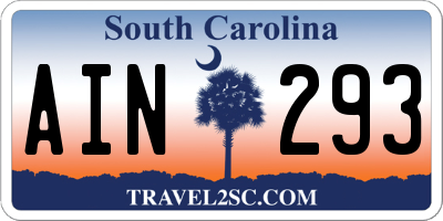 SC license plate AIN293
