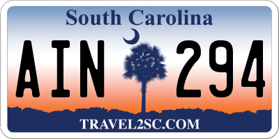 SC license plate AIN294