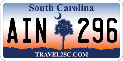 SC license plate AIN296