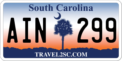 SC license plate AIN299