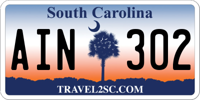SC license plate AIN302