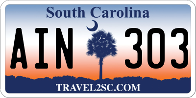 SC license plate AIN303