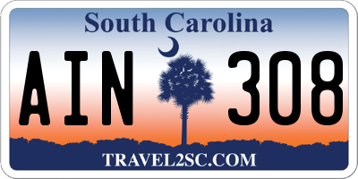 SC license plate AIN308
