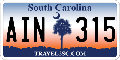 SC license plate AIN315