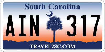 SC license plate AIN317