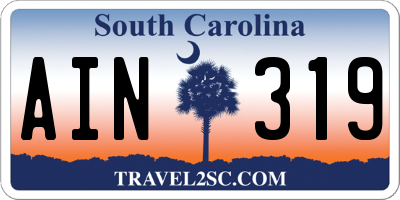 SC license plate AIN319