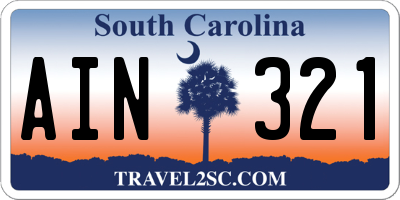 SC license plate AIN321