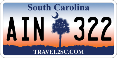 SC license plate AIN322