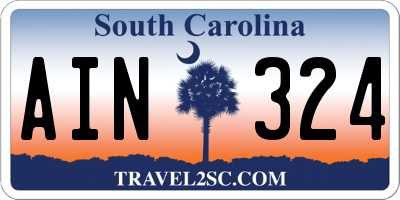 SC license plate AIN324