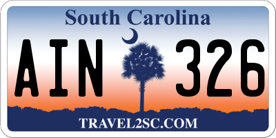 SC license plate AIN326