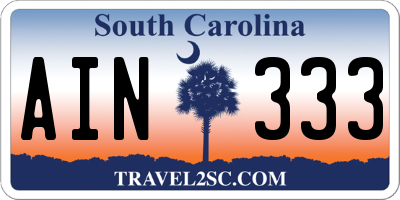 SC license plate AIN333