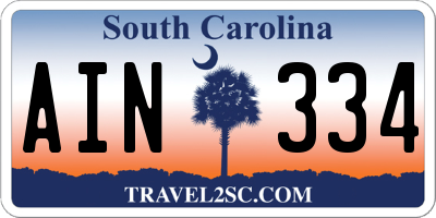 SC license plate AIN334