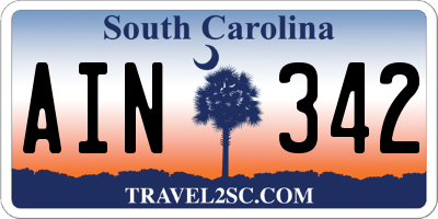 SC license plate AIN342