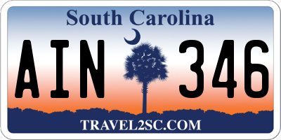 SC license plate AIN346
