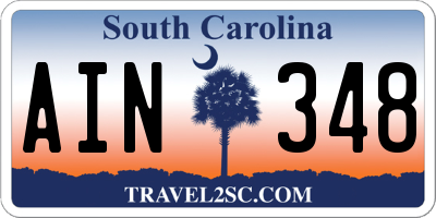 SC license plate AIN348