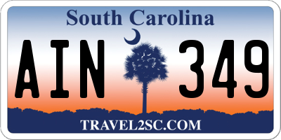 SC license plate AIN349