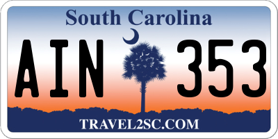 SC license plate AIN353