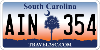 SC license plate AIN354