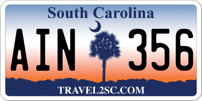 SC license plate AIN356