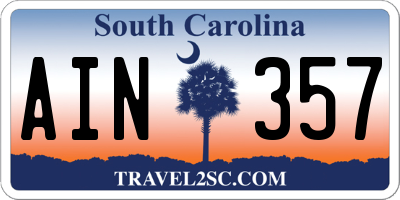 SC license plate AIN357