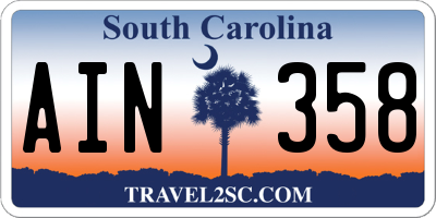 SC license plate AIN358