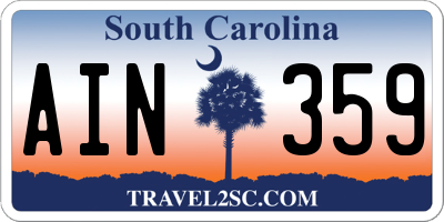 SC license plate AIN359