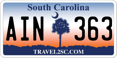 SC license plate AIN363