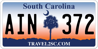 SC license plate AIN372