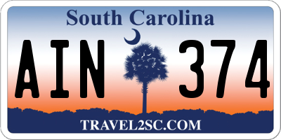 SC license plate AIN374