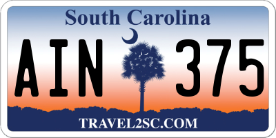 SC license plate AIN375