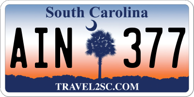 SC license plate AIN377