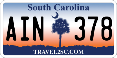 SC license plate AIN378