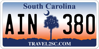 SC license plate AIN380