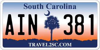 SC license plate AIN381