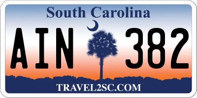 SC license plate AIN382