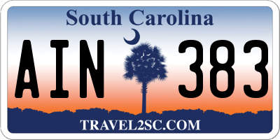 SC license plate AIN383