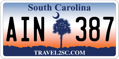 SC license plate AIN387