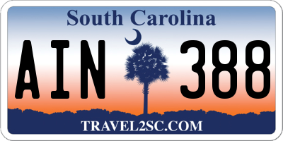 SC license plate AIN388
