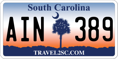 SC license plate AIN389