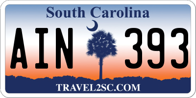 SC license plate AIN393