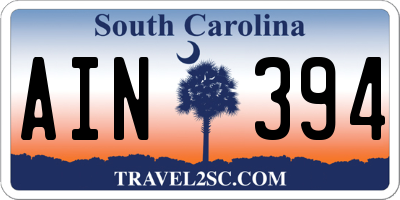 SC license plate AIN394