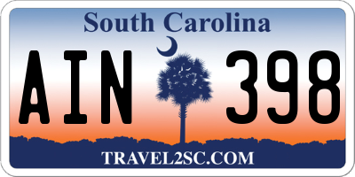 SC license plate AIN398