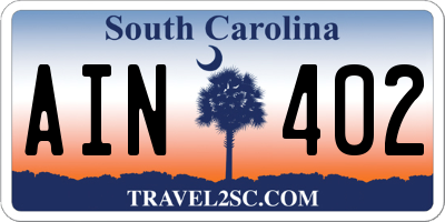 SC license plate AIN402