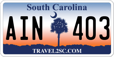 SC license plate AIN403