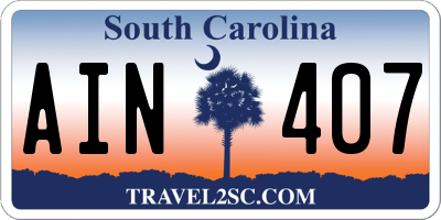 SC license plate AIN407