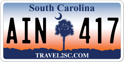SC license plate AIN417