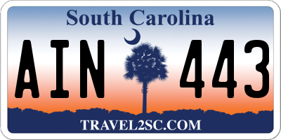 SC license plate AIN443