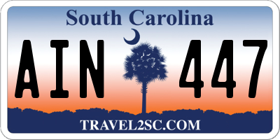 SC license plate AIN447