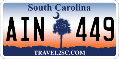 SC license plate AIN449