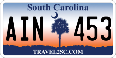 SC license plate AIN453